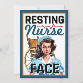 Cute Nostalgic Nurse Pinup Resting Nurse Ansikte Tack Kort