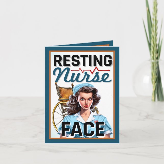 Cute Nostalgic Nurse Pinup Resting Nurse Ansikte Tack Kort (Framsida)