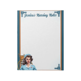 Cute Nostalgic-Pinup Nurse _ Resting Nurse Ansikte Anteckningsblock