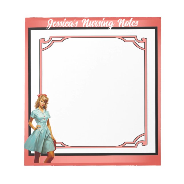 Cute Nostalgica Nurse Pinup_ Sjuksköterskor gör de Anteckningsblock (Framsida)