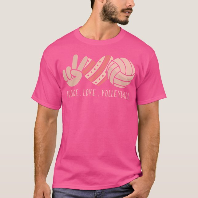 Cute ns Volley Girls Player Peace Love Volleyball  T Shirt (Framsida)