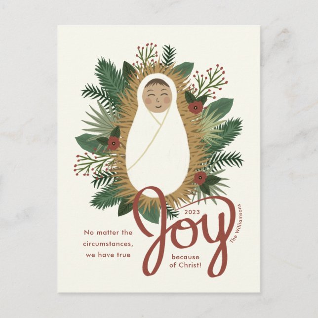 Cute Ntivity Elegant Joy Baby Jesus jul Helg Vykort (Framsida)