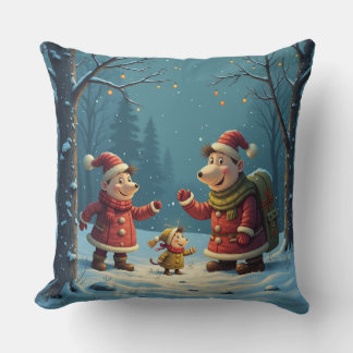Cute Nudolph Family Cushion Dubbla Figur Kudde