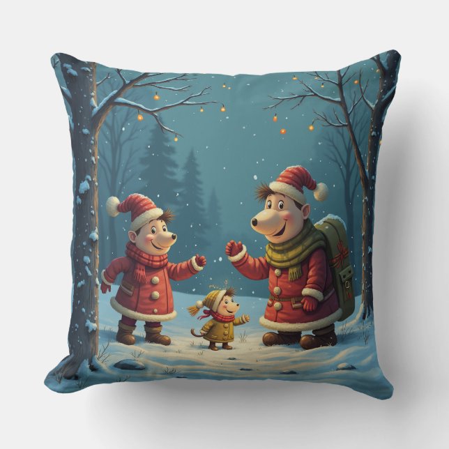 Cute Nudolph Family Cushion Dubbla Figur Kudde (Framsida)