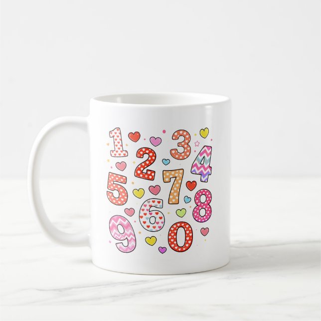 Cute Number Day Heart Numbers Design for Kids Kaffemugg (Vänster)