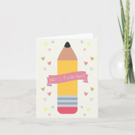 Cute Number One Teacher Pencil Card Kort