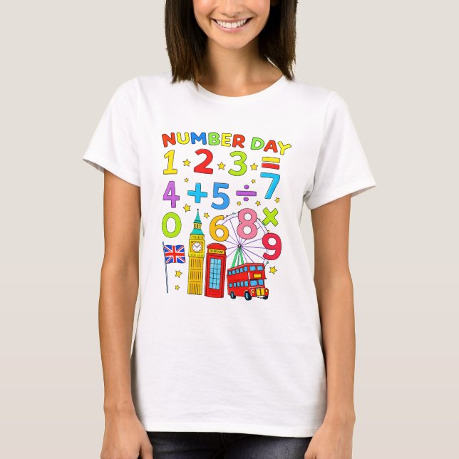 Cute Numbers Maths Learning Cartoon Tee For KidsUK (Framsida)