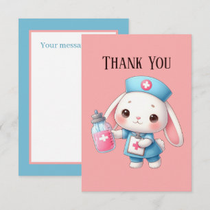 Cute Nurse add message bunny Tack Kort