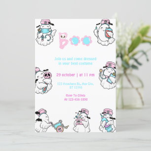 Cute Nurse Boo Halloween Costume Party Inbjudningar