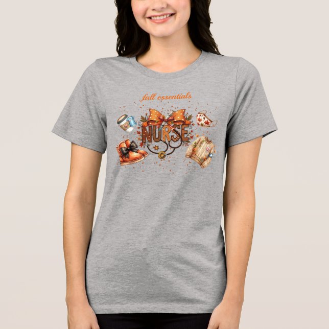 Cute Nurse Bow Fall Essentials  T Shirt (Framsida)