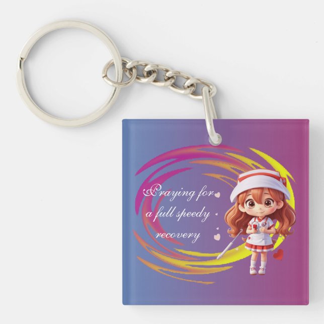 Cute Nurse Cartoon Keychain – Speedy Recovery Gift (Framsidan)
