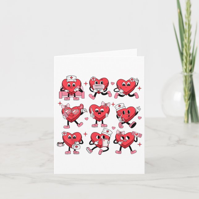 Cute Nurse Conversation Hearts Valentines day Wome Kort (Framsida)