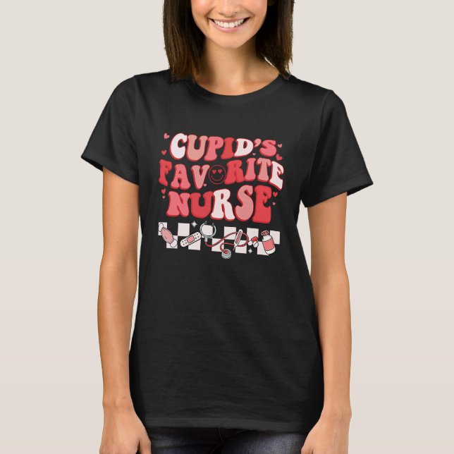 Cute Nurse Cupid's Favorite Nurse Valentine's Day T Shirt (Framsida)