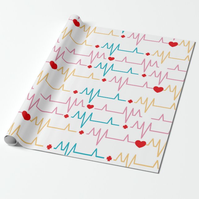 Cute Nurse EKG Mönster Heart Cardiogram Surgeon Presentpapper (Utrullad)