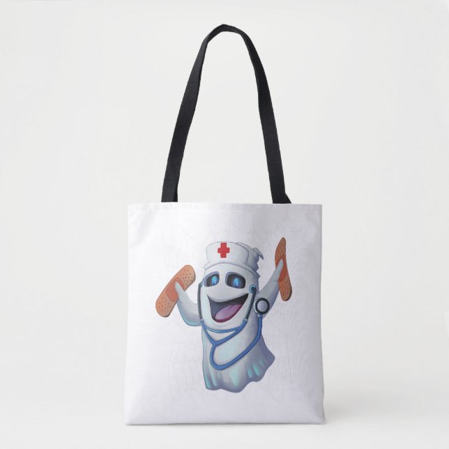 Cute Nurse Ghost Halloween Tygkasse (Framsida)