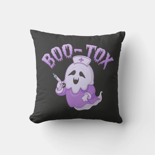Cute Nurse Ghost med Botox Injection Funny Spooky Kudde (Framsida)