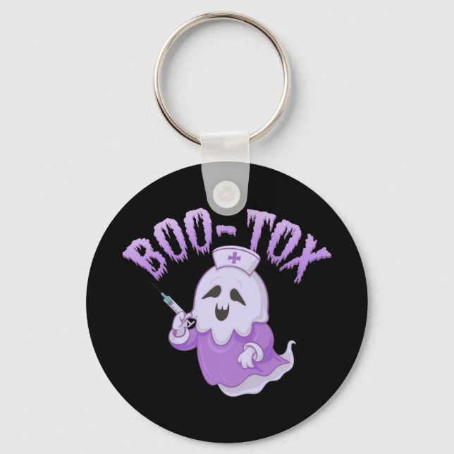 Cute Nurse Ghost med Botox Injection Funny Spooky Nyckelring (Framsida)