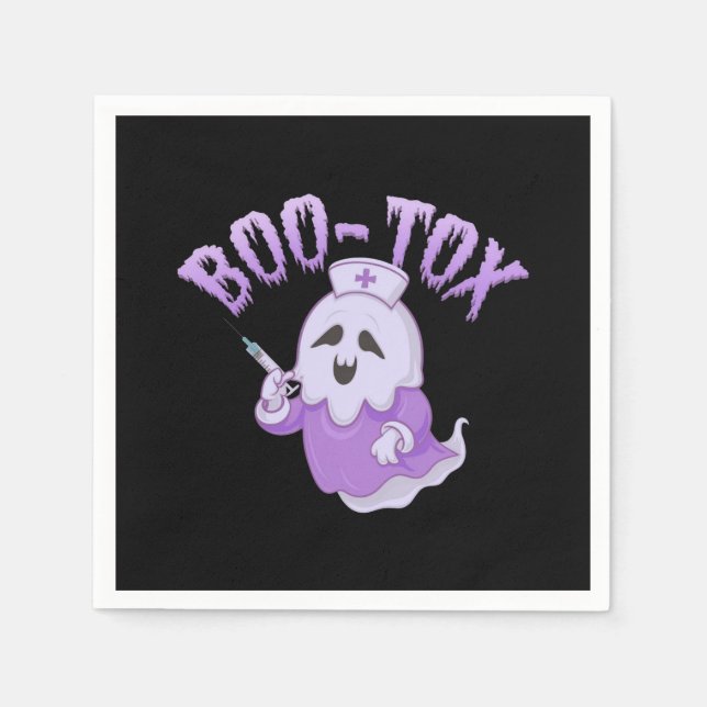 Cute Nurse Ghost med Botox Injection Funny Spooky Pappersservett (Framsidan)