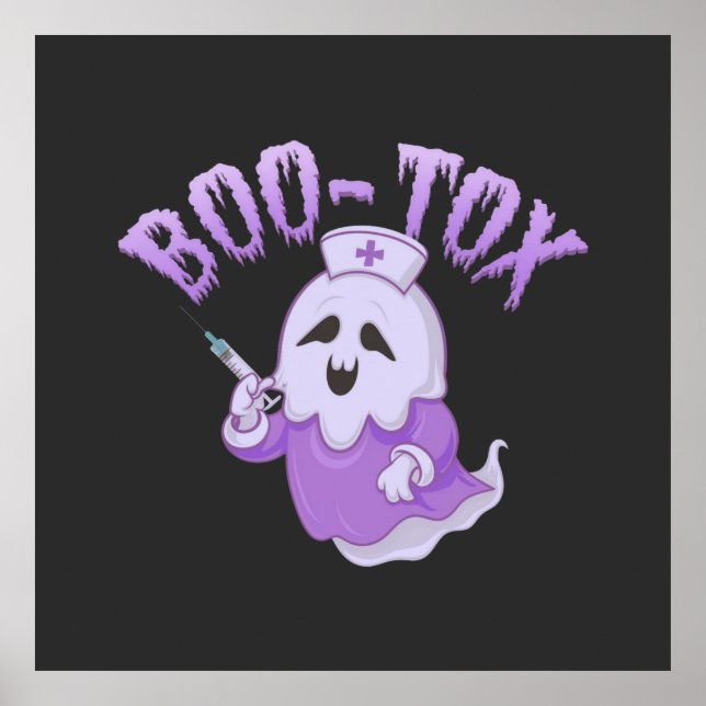 Cute Nurse Ghost med Botox Injection Funny Spooky Poster (Framsidan)
