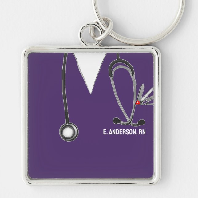 Cute Nurse Gift Ideas Fyrkantig Silverfärgad Nyckelring (Framsidan)