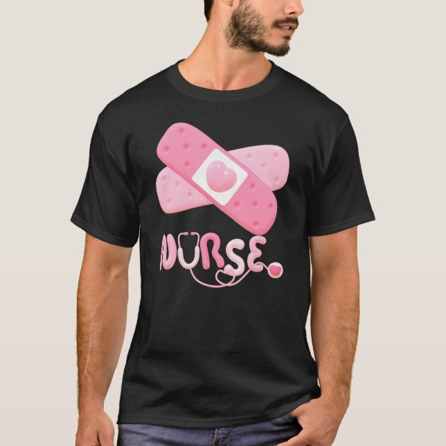 Cute Nurse Heart Bandage T Shirt (Framsida)