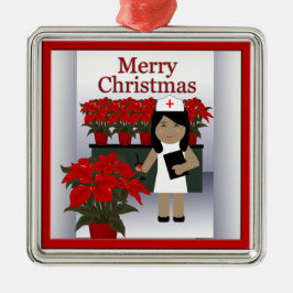 Cute Nurse jul Premium Ornament 1