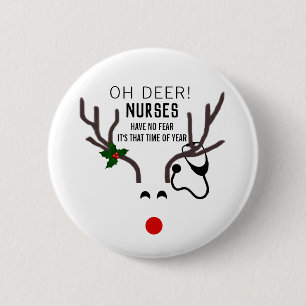 Cute Nurse julstetoscope Reindeer Knapp