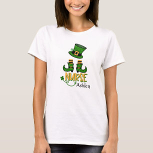 Cute Nurse Leprechaun Add Namn Women's T-Shirt
