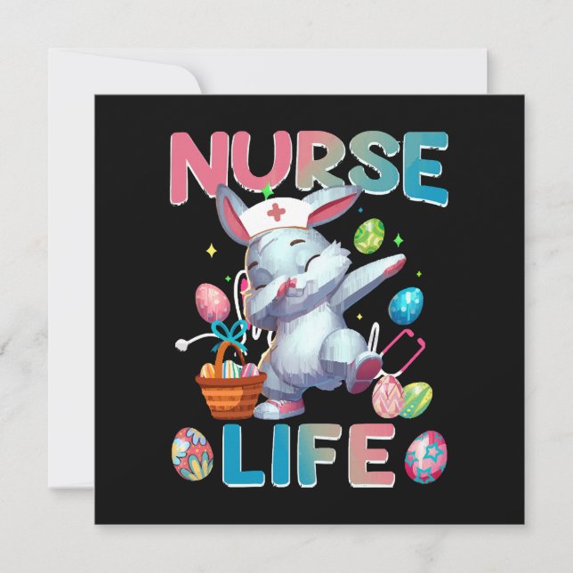 Cute Nurse Life Dabbing Påskhare (Framsida)