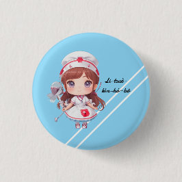 Cute Nurse med Hokkien Hälsning Badge Button Knapp