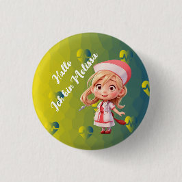 Cute Nurse med japansk Hälsning-badge-knapp Knapp
