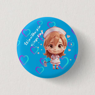 Cute Nurse med Thai Hälsning Badge Button Knapp