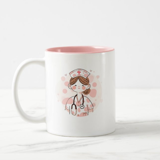 Cute Nurse Mug Personalized Gift Två-Tonad Mugg (Vänster)