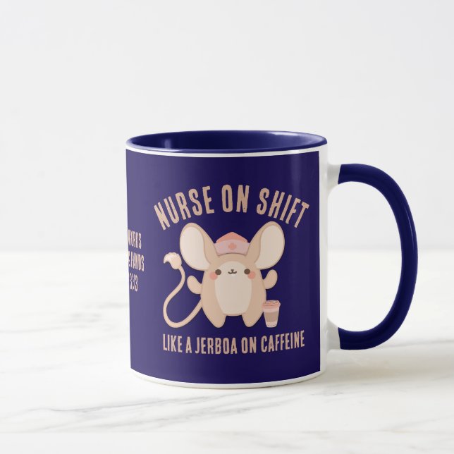 Cute NURSE PÅ SHIFT Jerboa-kaffe Mugg (Höger)