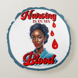 Cute Nurse Pinup i mitt blod Rund Kudde