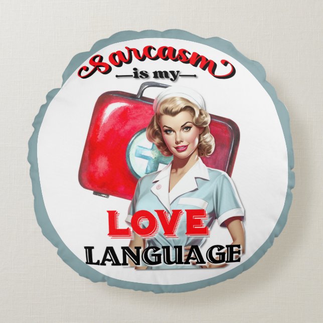 Cute Nurse Pinup_ Kärlek Rund Kudde (Framsidan)