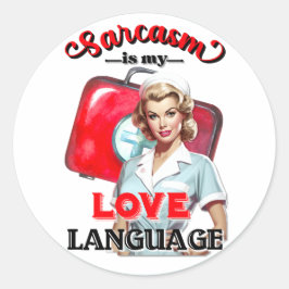 Cute Nurse Pinup_ Kärlek Runt Klistermärke