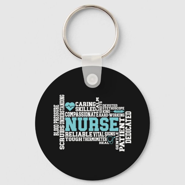 Cute Nurse RN LVN Sjuksköterskeskola Nyckelring (Framsida)