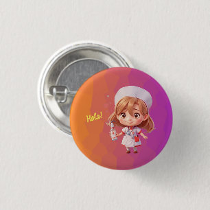 Cute Nurse Spain Hälsning Badge Button Knapp