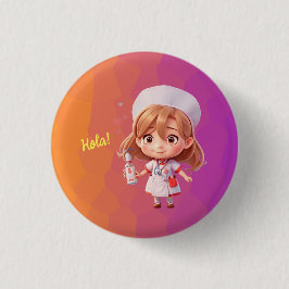 Cute Nurse Spain Hälsning Badge Button Knapp
