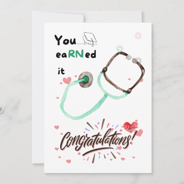 Cute Nurse Studenten Card Gifts, Loely RN Inbjudningar (Framsida)