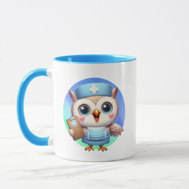 Cute Nurse uggla add monogram Mugg (Vänster)
