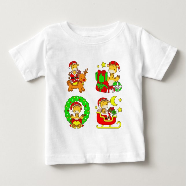 Cute Nursery Animals 2025 Holiday Christmas T Shirt (Framsida)