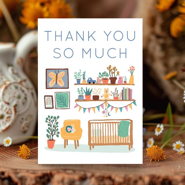 Cute Nursery BABY SHOWER GIFTS Tack Kort (Cute Nursery BABY SHOWER GIFTS Thank You Card
)