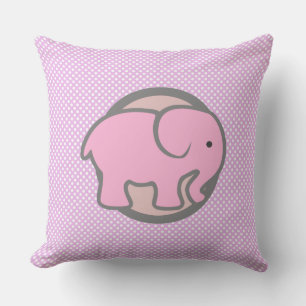 Cute Nursery Decor Rosa Elephant Polka dot mönster Kudde