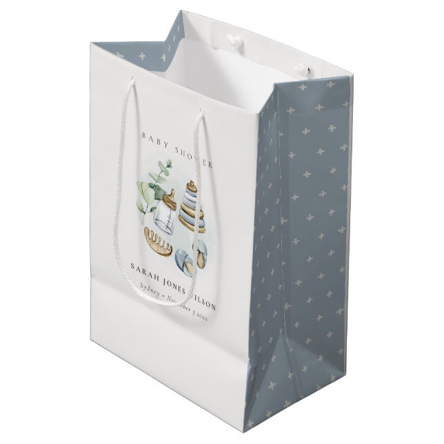 Cute Nursery Essential Leafy Blue Boy Shower (Framsidan Vinklad)