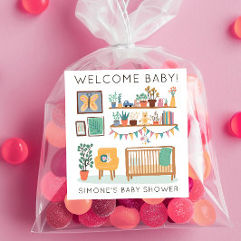 Cute Nursery Illustration ANPASSNINGSBAR BABY SHOW Fyrkantigt Klistermärke