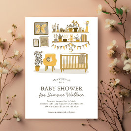 Cute Nursery Illustration ANPASSNINGSBAR BABY SHOW Inbjudningar