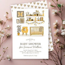 Cute Nursery Illustration ANPASSNINGSBAR BABY SHOW Inbjudningar