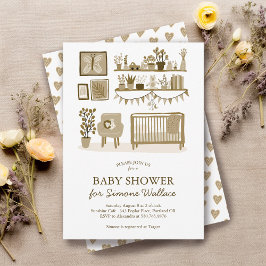 Cute Nursery Illustration ANPASSNINGSBAR BABY SHOW Inbjudningar